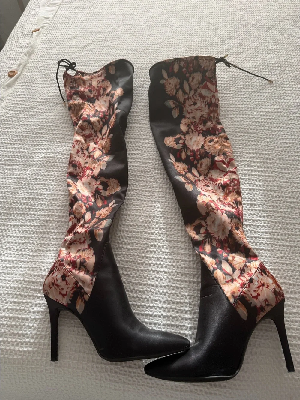 Jessica Simpson Black Over-the-Knee Floral Lace Stiletto Boots